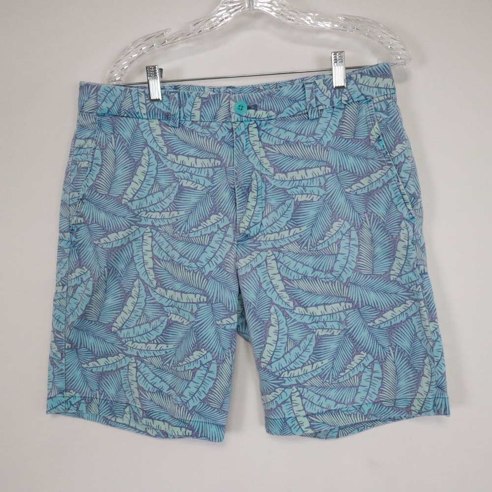 Vineyard Vines Shorts Mens 34 Breaker Chino Casual Resort Tropical Blue Palm